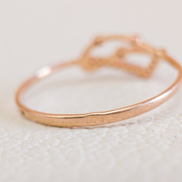 Russian 14k Rose Gold Diamond Chip Geometric Stacking Ring · Sz 9 - Picture 11 of 12